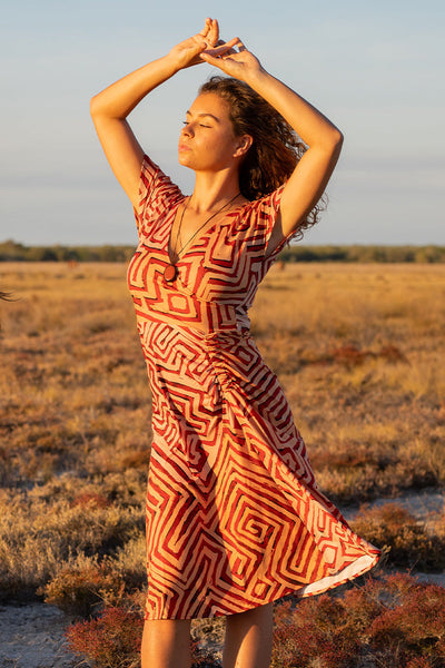 aboriginal formal dresses Aboriginal Art Midi Dress Summer Formal Night - M.J main image 0