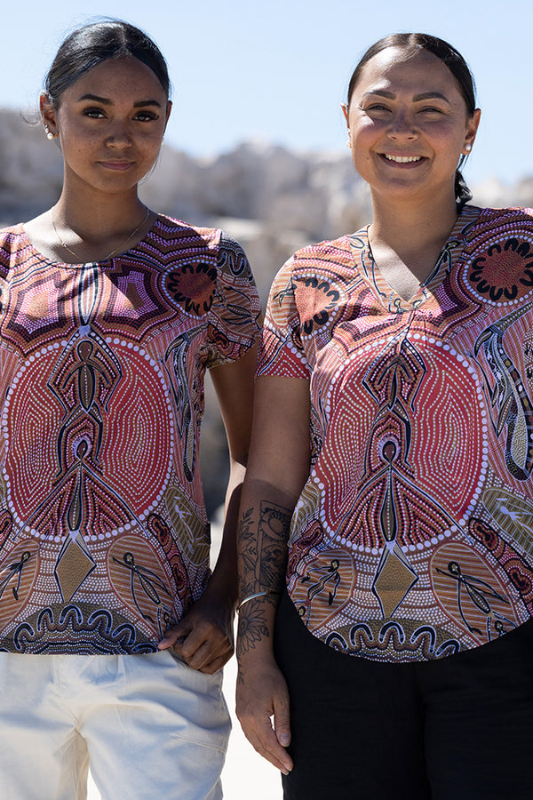 Leaving Footprints V Neck Women's Short Sleeve Blouse