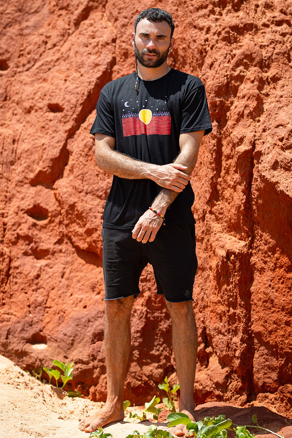 The Night Sky Flag Black Cotton Crew Neck Unisex T-Shirt