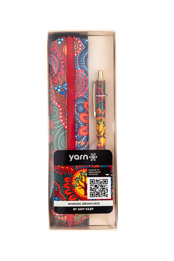 Wurung (Branches) Small Rectangular Pencil Case with Pen