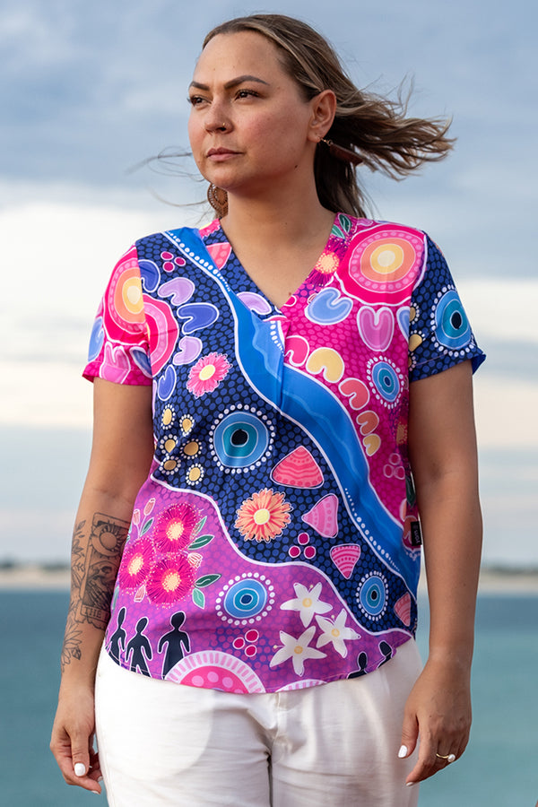 Thriving Together V Neck Women's Short Sleeve Blouse