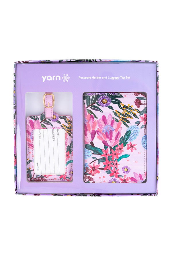 Pink Banksia Passport Holder & Luggage Tag Boxed Set