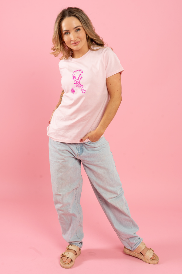 Sacred Women's Way Ribbon Pink Cotton Crew Neck Women's T-Shirt