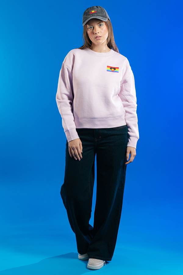 Pride Flag Orchid Cotton Blend Crew Neck Women's Sweatshirt - Pride Worn Proudly