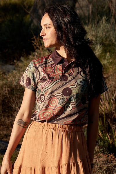 Meeting At The River Recycled UPF50+ Women's Fitted Polo Shirt