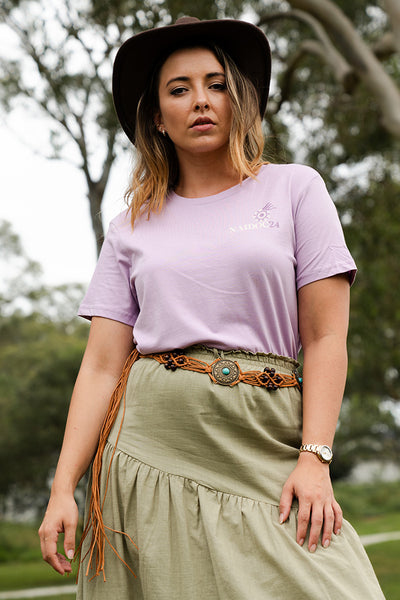 NAIDOC 2024 Pocket Print Lavender Cotton Crew Neck Women’s T-Shirt