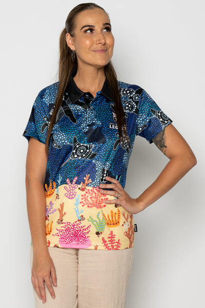 "Protect Our Coral To Save Our Reef" Recycled UPF50+ Women's Fitted Polo Shirt