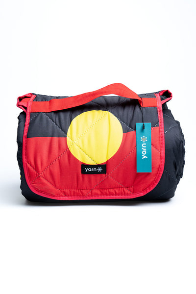 "Raise The Flag" Aboriginal Flag Sand Free Premium Quilted Picnic Rug (150cm x 200cm)