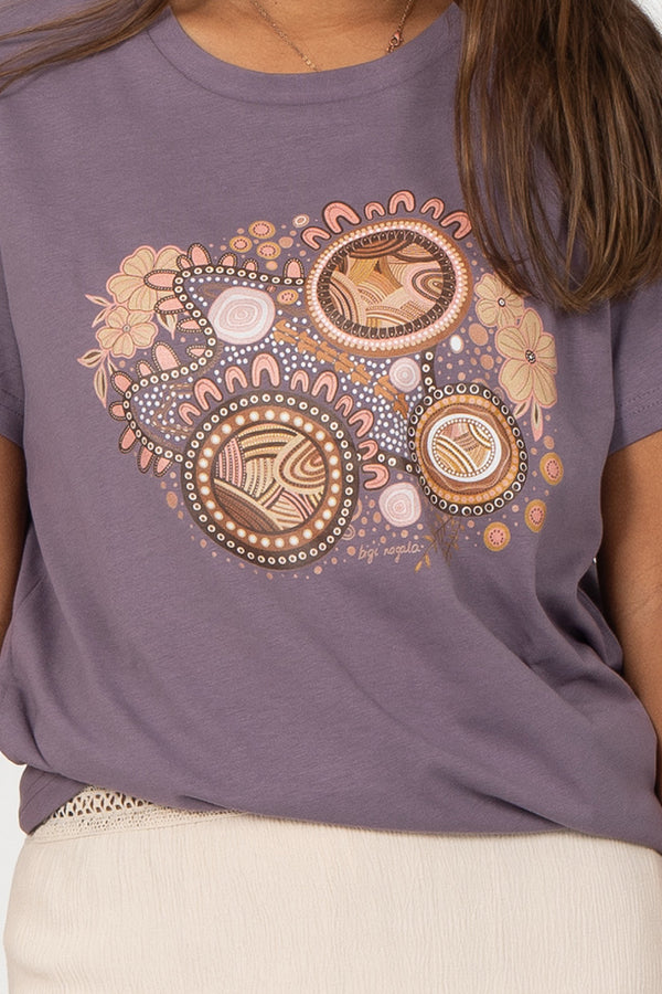 Rebirth Mauve Cotton Crew Neck Women's T-Shirt