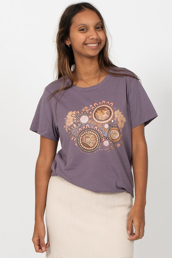 Rebirth Mauve Cotton Crew Neck Women's T-Shirt