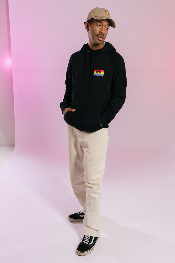 Pride Flag Black Cotton Blend Unisex Hoodie - Pride Worn Proudly