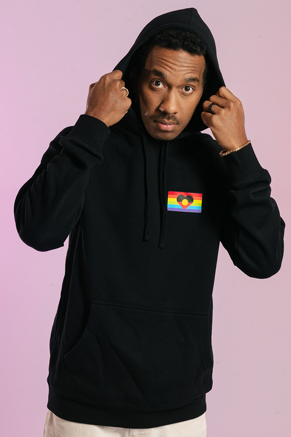 Pride Flag Black Cotton Blend Unisex Hoodie - Pride Worn Proudly
