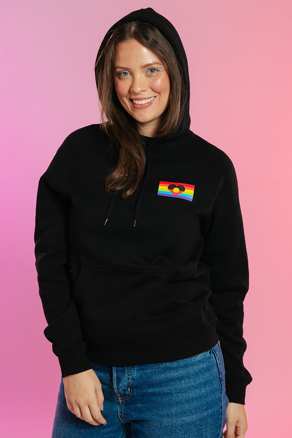 Pride Flag Black Cotton Blend Women's Hoodie - Pride Worn Proudly
