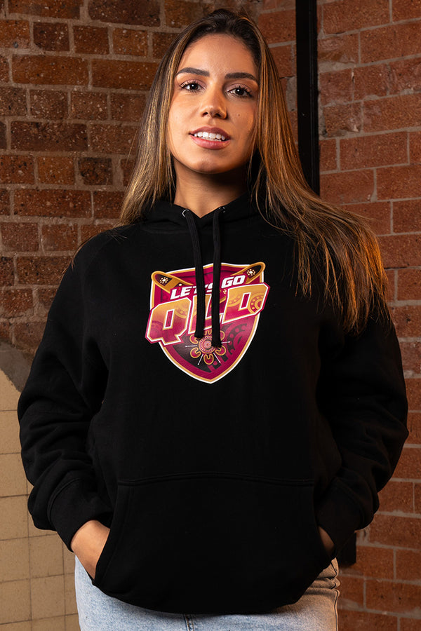Maroon Warrior Shield Black Cotton Blend Unisex Hoodie