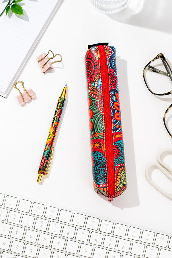 Wurung (Branches) Small Rectangular Pencil Case with Pen