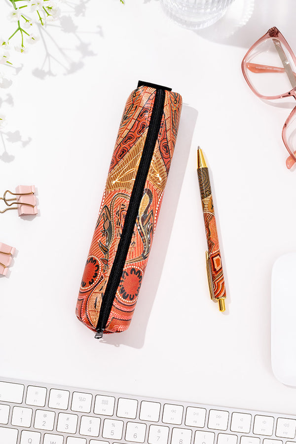 Leaving Footprints Small Rectangular Pencil Case with Pen