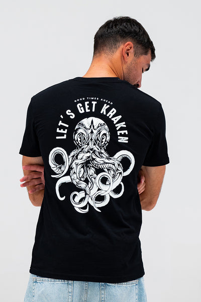 Let's Get Kraken Black Cotton Crew Neck Unisex T-Shirt