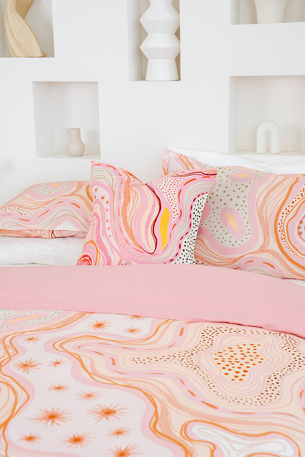 Twinkling Star Pink 100% Cotton Quilt Cover Set