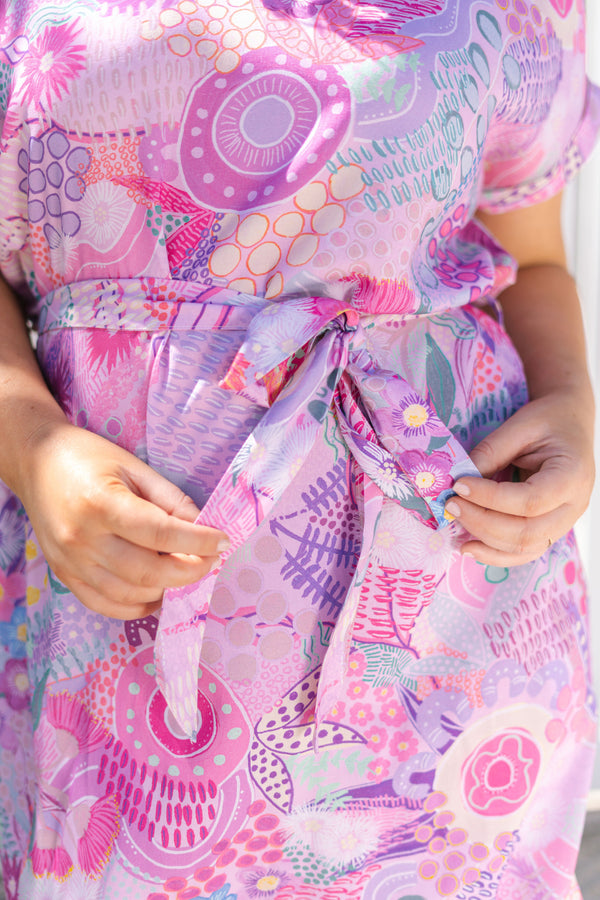 Flowers Along The River 100% Rayon Shift Dress