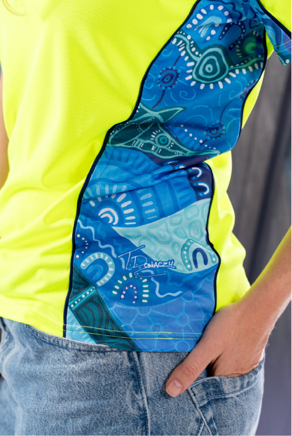 Together We Rise High Vis Fluoro Yellow Women's Fitted Polo Shirt