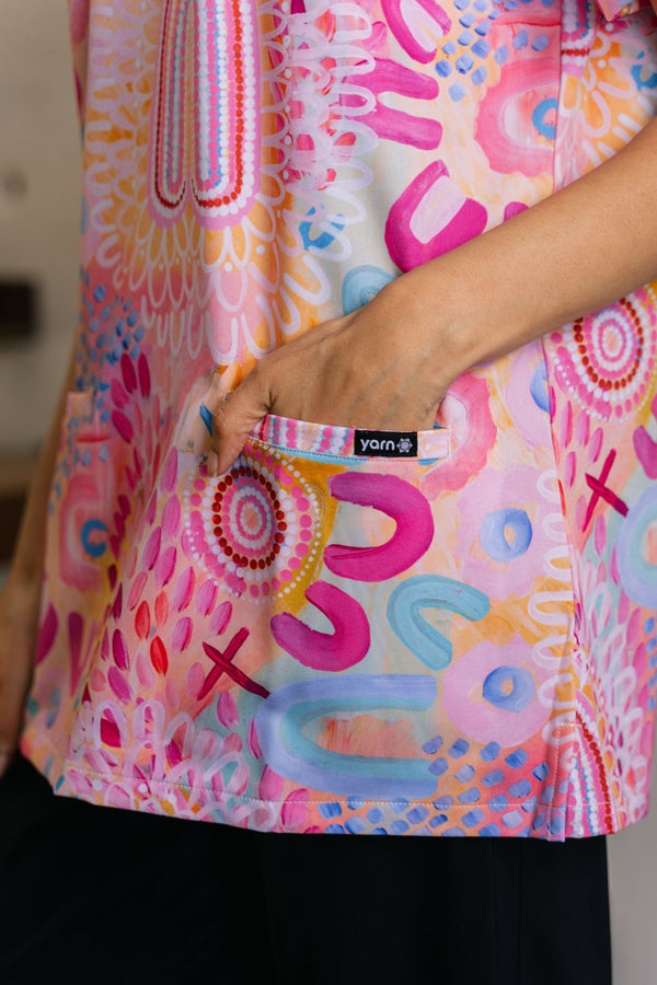 Flourishing Blooms Women’s Three Pocket Scrub Top