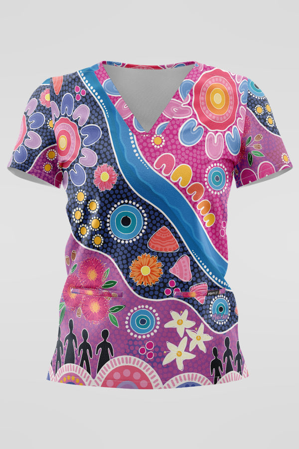 Thriving Together Women's Three Pocket Scrub Top