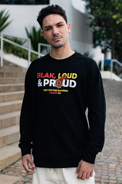 Blak, Loud & Proud NAIDOC 2024 Black Cotton Blend Crew Neck Unisex Sweatshirt