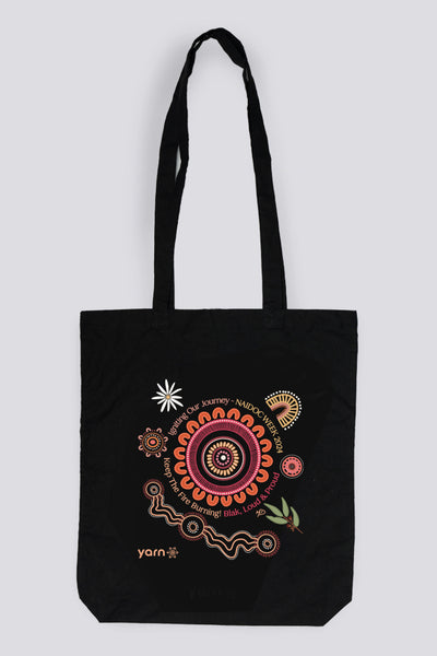 Igniting Our Journey NAIDOC 2024 Black Long Handle Cotton Tote Bag