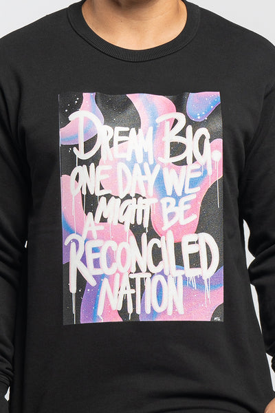 Reconciled Nation (Purple) Black Cotton Blend Crew Neck Unisex Sweatshirt