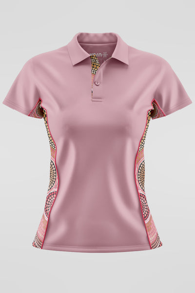 Eternal Flame NAIDOC 2024 Rose Bamboo (Simpson) Women's Fitted Polo Shirt