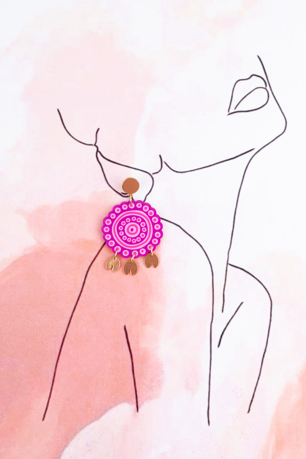 Wumbi (Pink) Acrylic Hanging Earrings