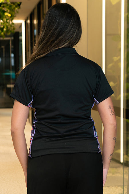 Muru To Our Biriwal (Pathway To Our Future) Black Bamboo (Simpson) Women's Fitted Polo Shirt