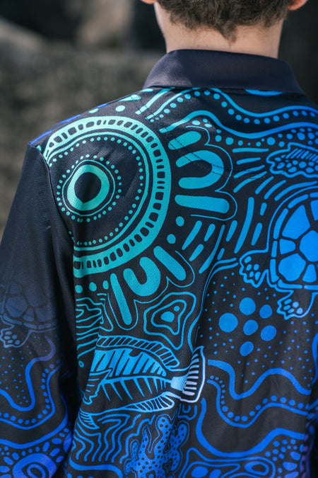 Night Fishing UPF50+ Kids Long Sleeve Polo Shirt