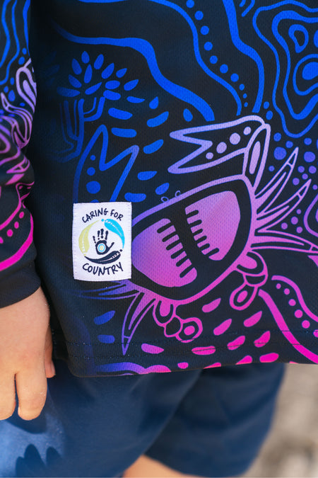 Night Fishing UPF50+ Kids Long Sleeve Polo Shirt