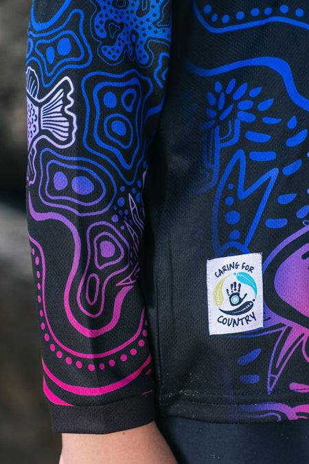 Night Fishing UPF50+ Kids Long Sleeve Polo Shirt