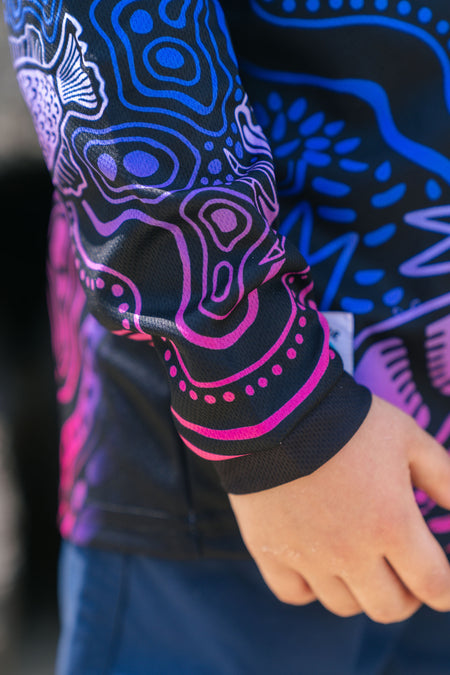 Night Fishing UPF50+ Kids Long Sleeve Polo Shirt