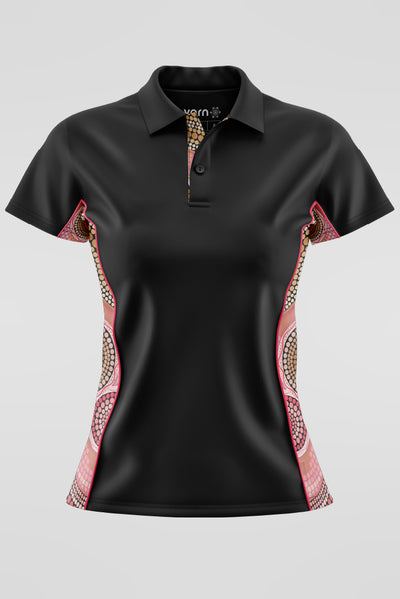 Eternal Flame NAIDOC 2024 Black Bamboo (Simpson) Women's Fitted Polo Shirt