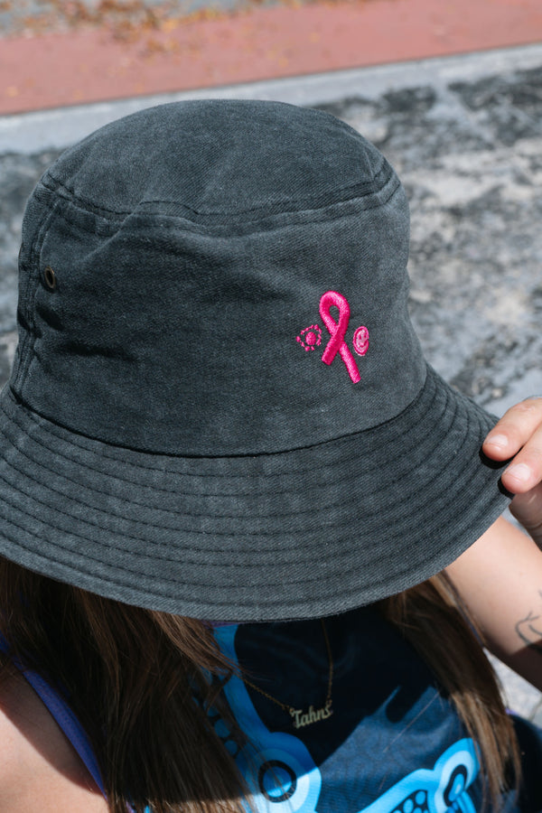 Sacred Women's Way Ribbon Black Vintage Washed Bucket Hat