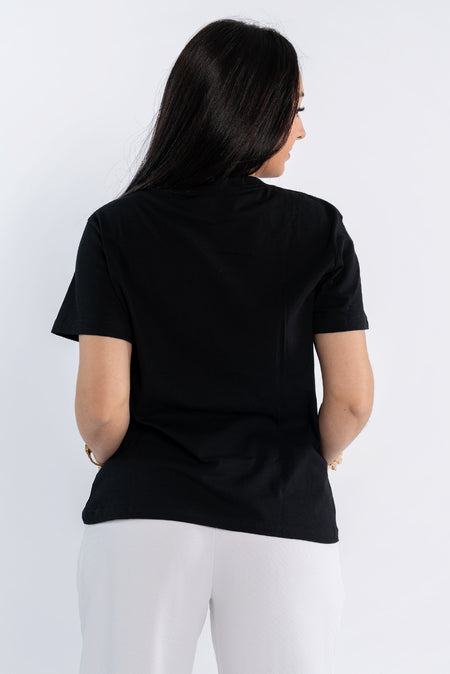 Vintage Sacred Ground Classic Black Cotton Crew Neck Women's T-Shirt