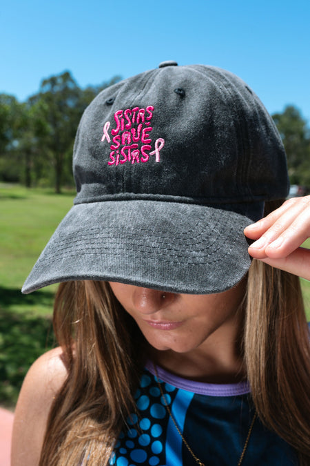 Sistas Save Sista Black Vintage Washed Cap