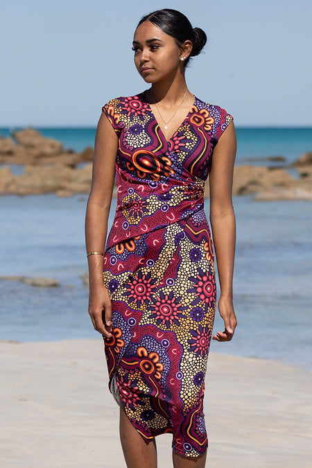 Ngabaan V Neck Women's Midi Dress