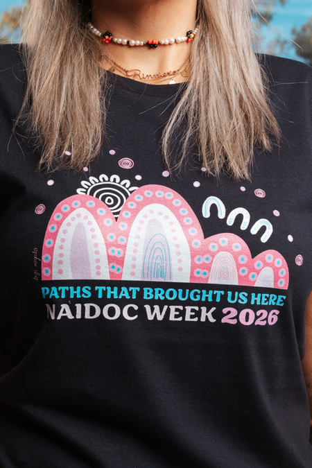 Paths That Brought Us Here NAIDOC Week 2026 Navy Cotton Crew Neck Women's T-Shirt