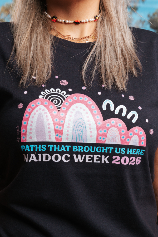 Paths That Brought Us Here NAIDOC Week 2026 Navy Cotton Crew Neck Women's T-Shirt