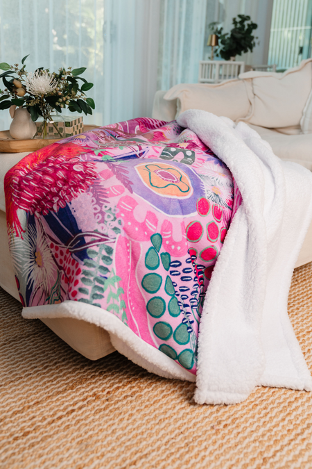 Flowers Along The River Sherpa Throw Blanket (150cm x 200cm)