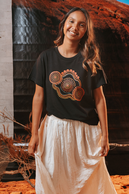 Standing Strong NAIDOC Week 2026 Black Cotton Crew Neck Women's T-Shirt