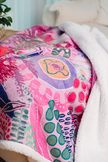 Flowers Along The River Sherpa Throw Blanket (150cm x 200cm)