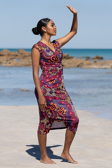 Ngabaan V Neck Women's Midi Dress