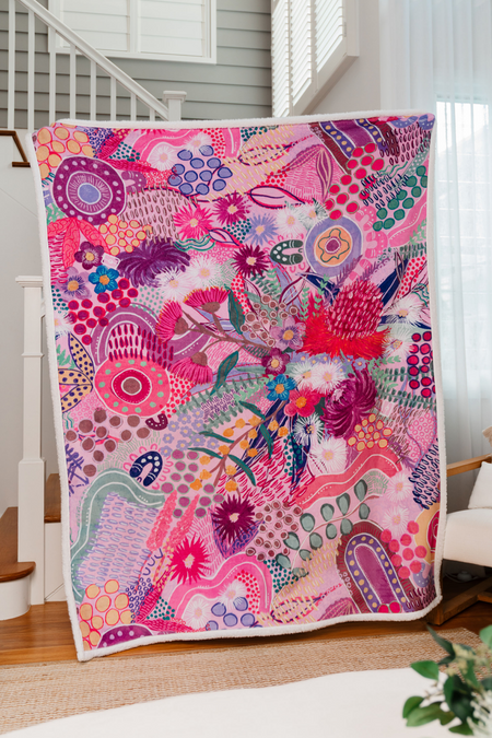 Flowers Along The River Sherpa Throw Blanket (150cm x 200cm)