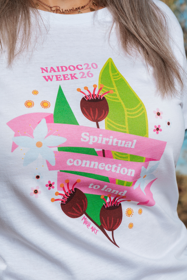 Spiritual Connection To Land NAIDOC Week 2026 White Cotton Everyday Women's T-Shirt
