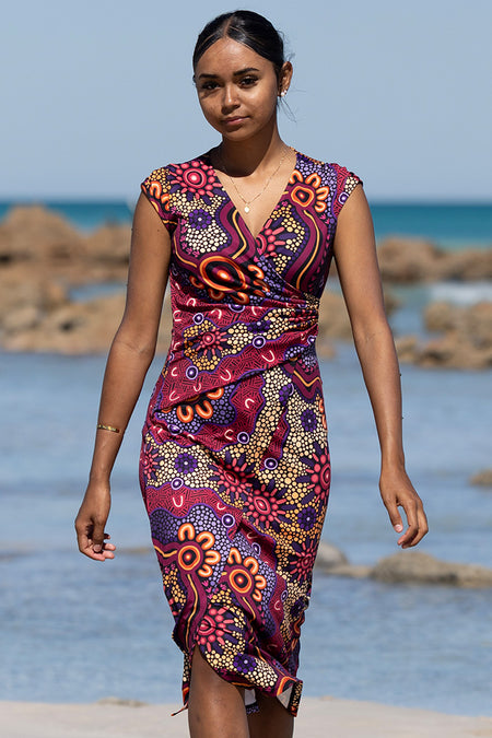 Ngabaan V Neck Women's Midi Dress